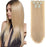 Clip-ins Extension Blonde Highlights Human Hair Blend Heat Resistant Hair Clip in Hair Extention Full Head 16 Clips/6 Pieces