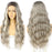 Sliver Blonde 13x3 Human Hair Blend Lace Front Wig for Women Long Body Wave Gray Ash White Ombre Grey Wig