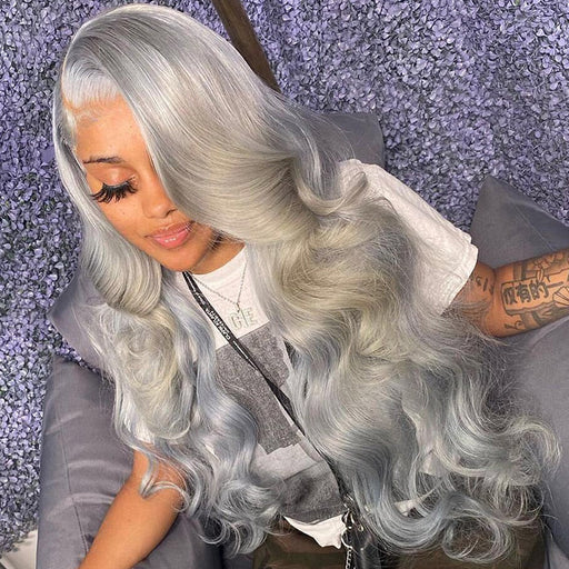 Grey Color Body Wave13x4 HD Lace Front Wigs Colored Human Hair Wigs With Baby Hair