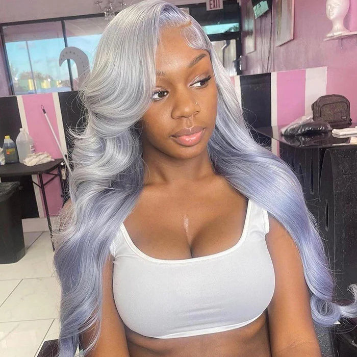 Grey Color Body Wave13x4 HD Lace Front Wigs Colored Human Hair Wigs With Baby Hair