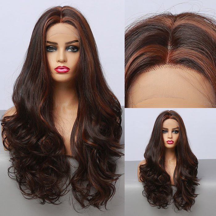 Wave Long Synthetic Heat-resistant Fiber Lace Human Hair Wigs