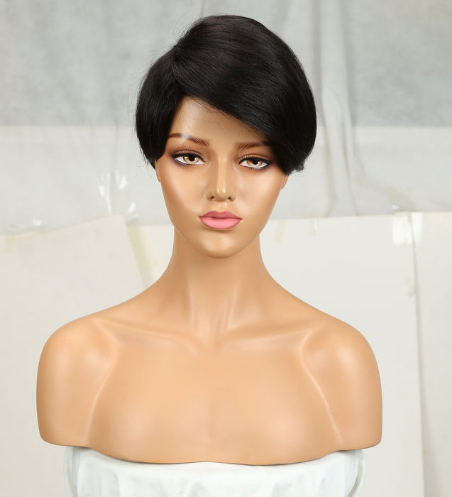 Short Straight Machine Made No Smell Human Hair Wig