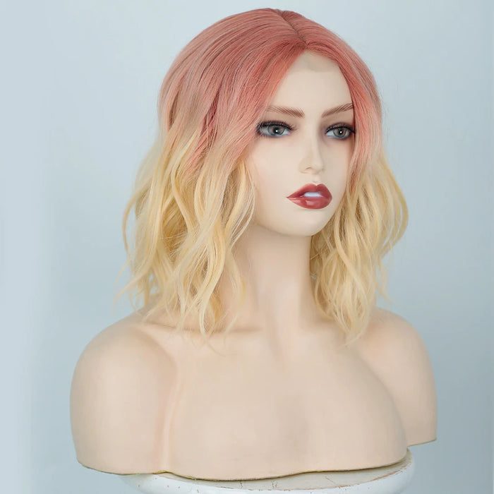 Sweet Peachy Colored Wave Short Wig