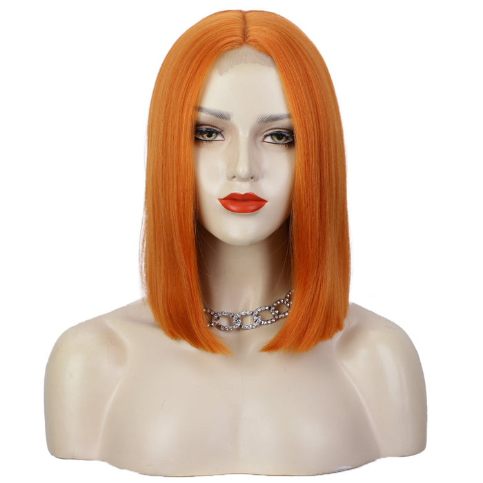 Ins Hot Orange Short Bob Mini Lace Front Wigs