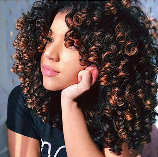 Synthetic Curly Short Mix Brown Wig for Women