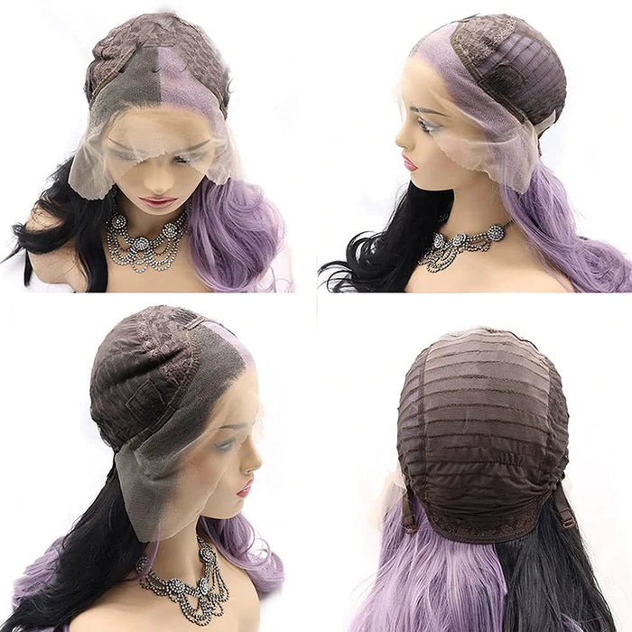 Half Purple Black Lace Front Wigs