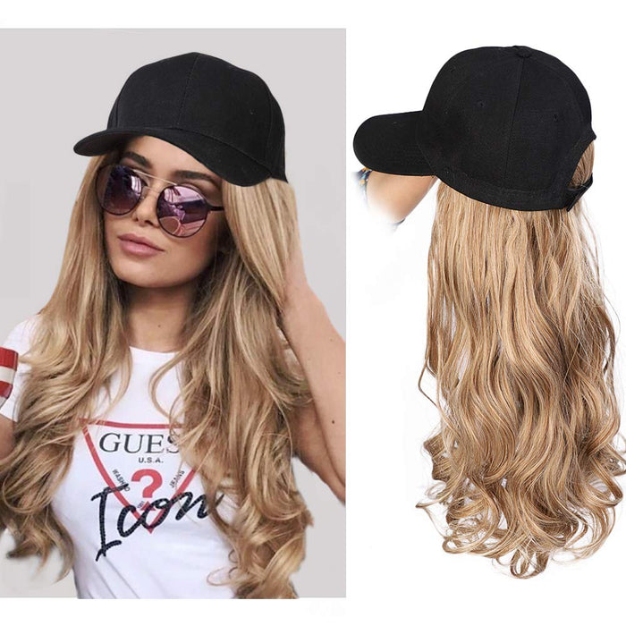 2022 Ins Hot Brown Black Wave Wig With Hat