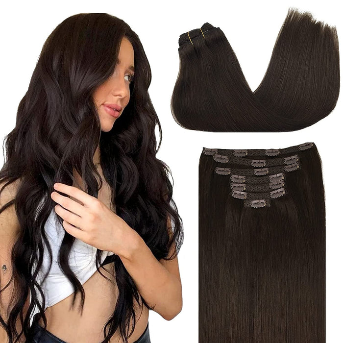 Clip hair Invisible Seamless Clip in Hair Extension Human Hair