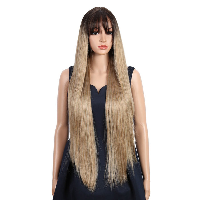 Straight With Bang Glueless Long Lace Front Human Hair Wig