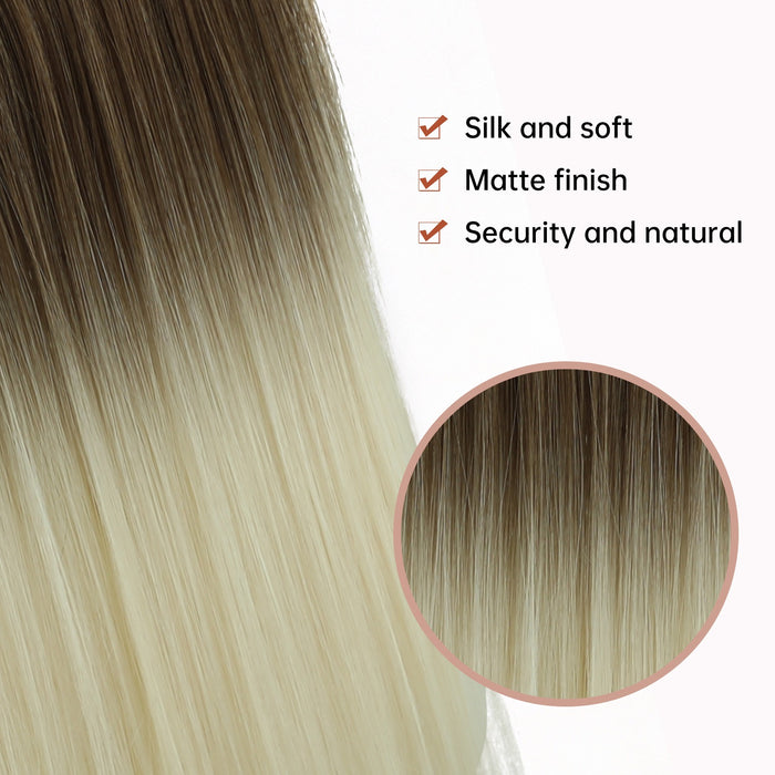 Straight One Piece Full Head Hidden Hairpiece No Wire Secret String Hair Extensions Synthetic Fibe