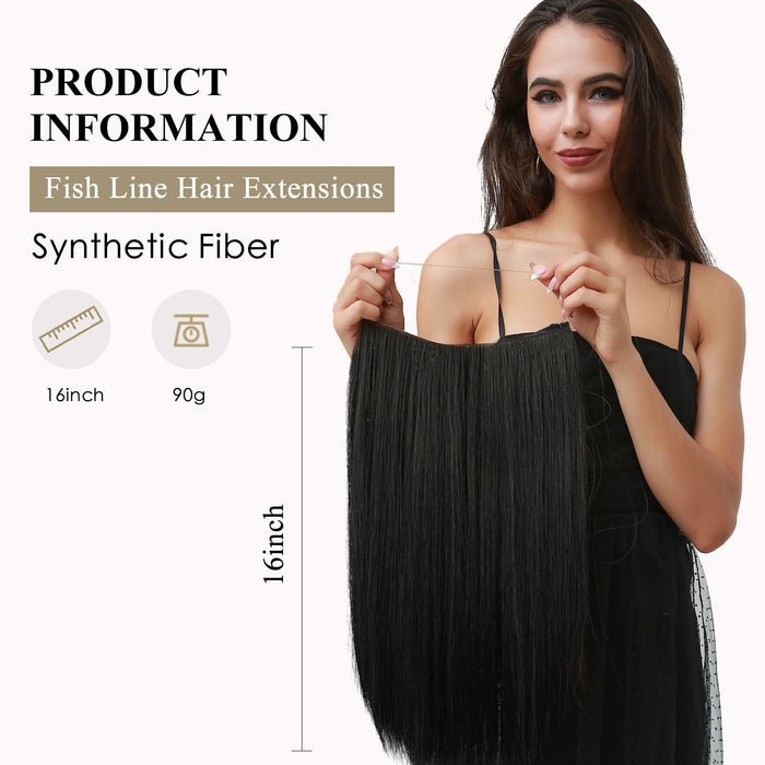 Straight Synthetic One Piece Full Head Hidden Hairpiece No Wire Secret String Hair Extensions Synthetic Fiber