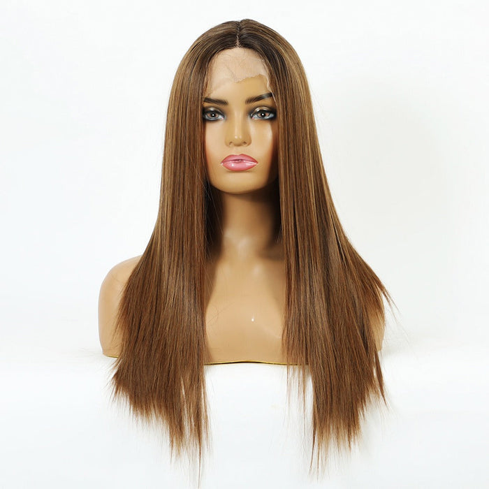 Long Straight Front Lace High Density Synthetic Heat Resistant Human Hair Wig