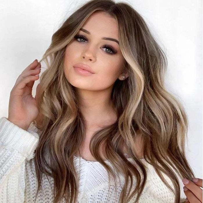 Long Wavy Brown Blonde Hairstyle Hot Wig