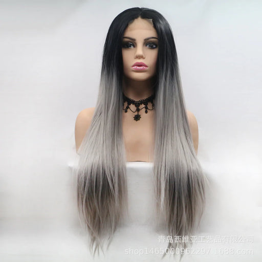 2021 Black to Grey Hot Straight Mini Lace Front Wigs