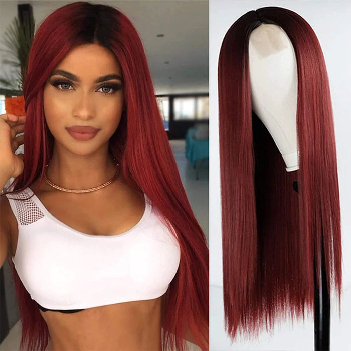 Women' s Red Straight Hot Mini Lace Front Wig