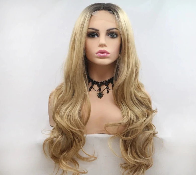 2021 Gold Blonde Wave Mini Lace Front Wigs