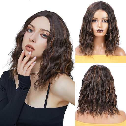 Wavy Brown & Black Bob Mini Lace Front Wig