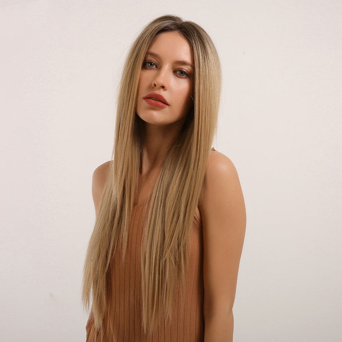 Long Straight Lace Part Synthetic Heat Resistant Human Hair Wig