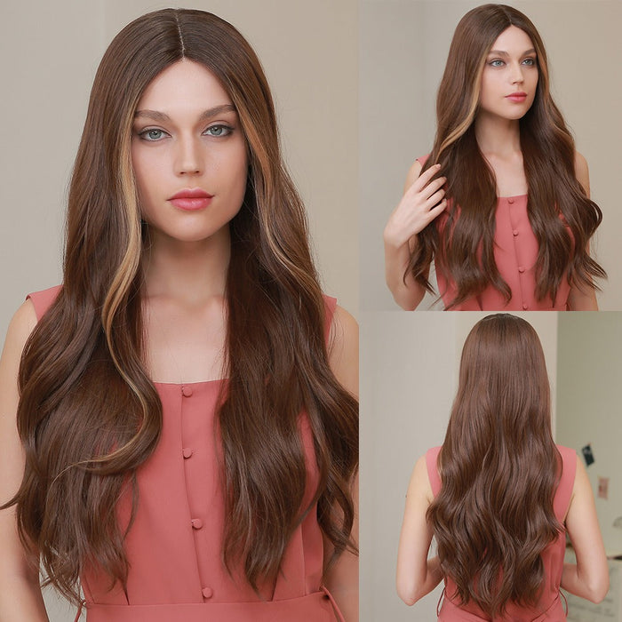 Long Wavy Heat Resistant Fibre Synthetic Lace  Human Hair Wig