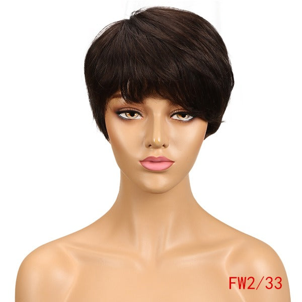 Virgin Machine Made Short Human  Hair Wigs for Black Woman