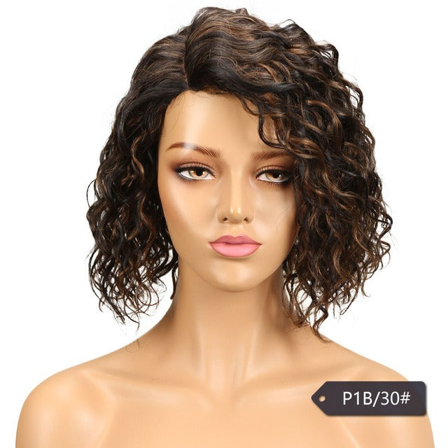 Top Quality Curly L Part Lace Human Hair Wigs