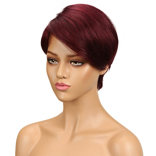 Short Bob Remy Straight Machine Made No Smell Human Hair Wig