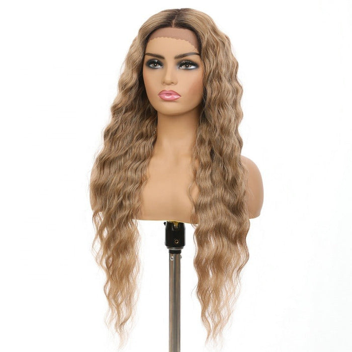 Long Curly Blonde Lace Frontal Heat Resistant Human Hair Wigs