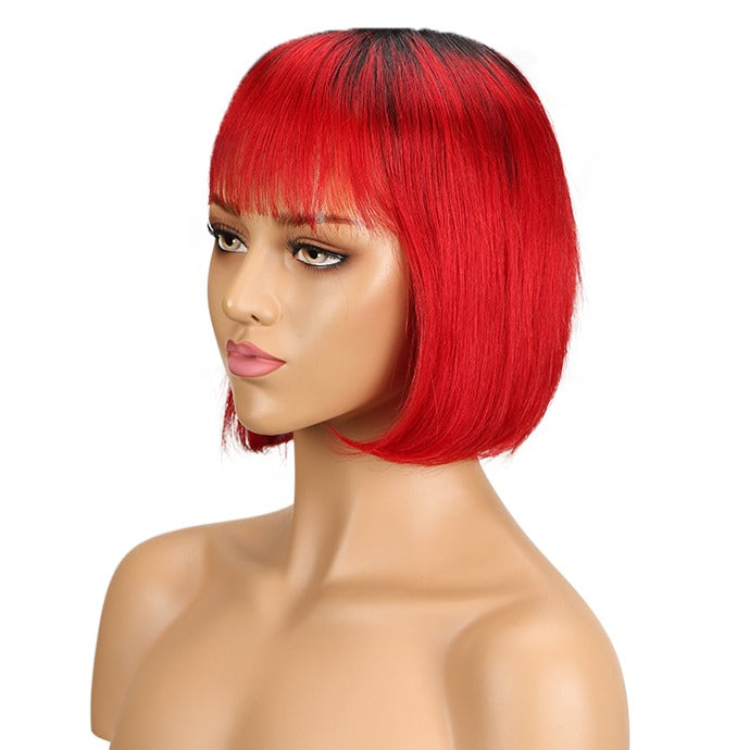 Machine Made  Natural Cheap Colored Short Bob Human  Hair Wigs