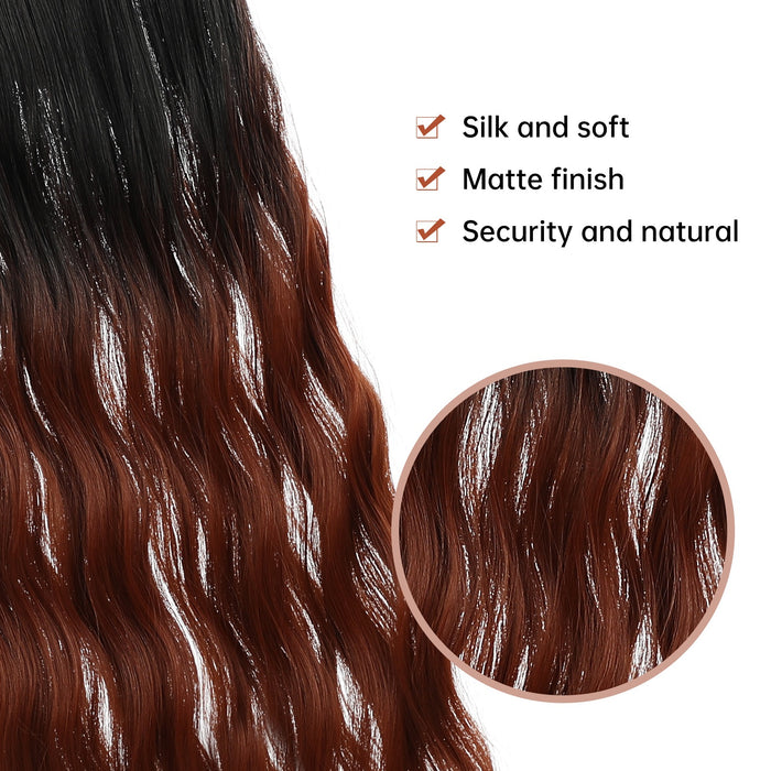 Friendly Fiber No Clip Ombre Halo Hair Extension Wavy Curly Long Synthetic Hair for Women