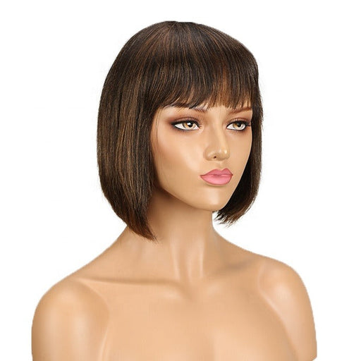 Machine Made  Natural Cheap Colored Short Bob Human  Hair Wigs