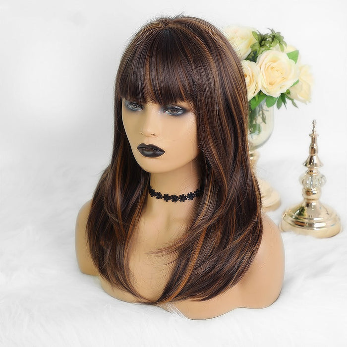 Long Straight Fluffy Synthetic Breathable Human Hair Wig