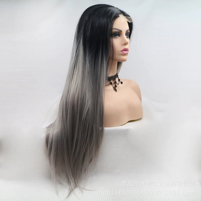 2021 Black to Grey Hot Straight Mini Lace Front Wigs