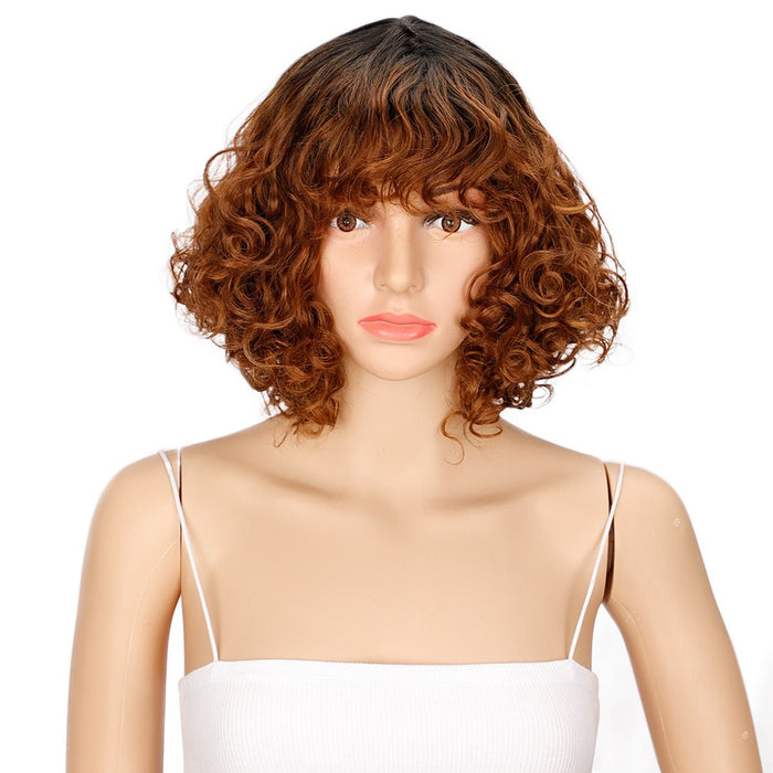 Popular Curly Full Quality Machine Made Human Hair Wig