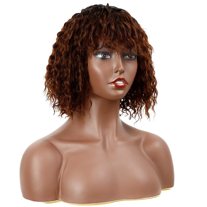 Curly Synthetic Classic Full Quality Machine Made Human Hair Wig