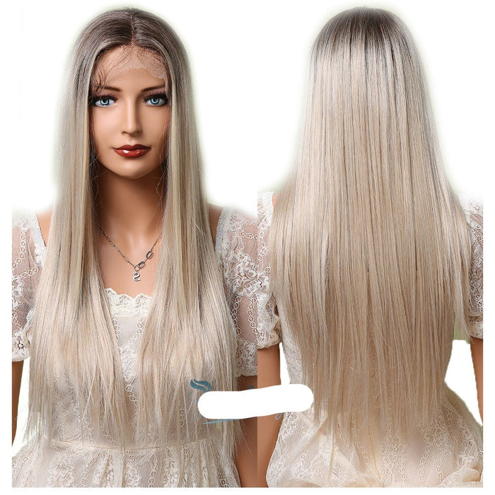 Long Wavy Highlight Synthetic Lace Frontal Human Hiar Wigs