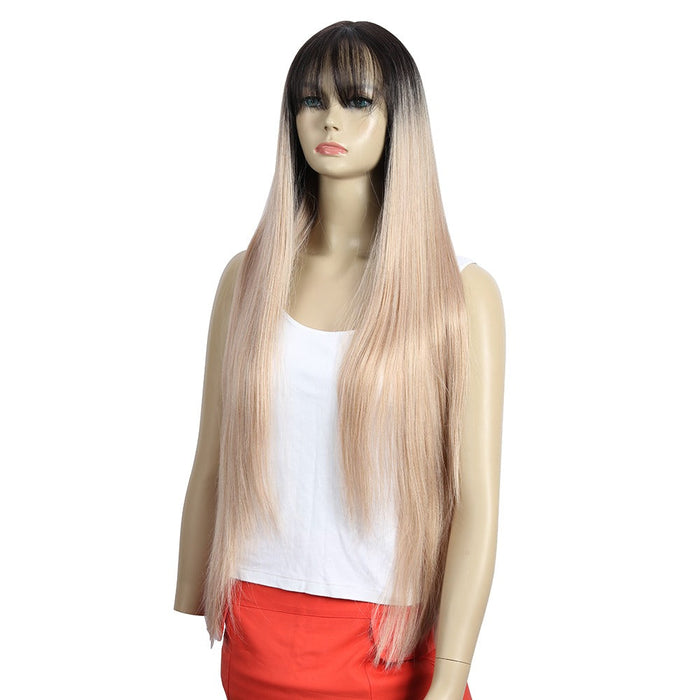 Straight With Bang Glueless Long Lace Front Human Hair Wig