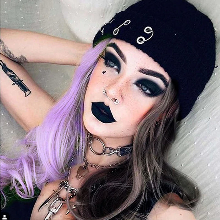 Half Purple Black Lace Front Wigs