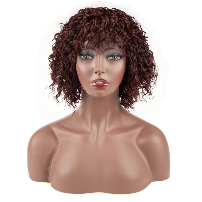 New Synthetic Short Curly without Lace Human Hair Wig