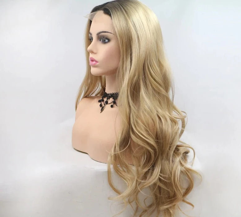 2021 Gold Blonde Wave Mini Lace Front Wigs