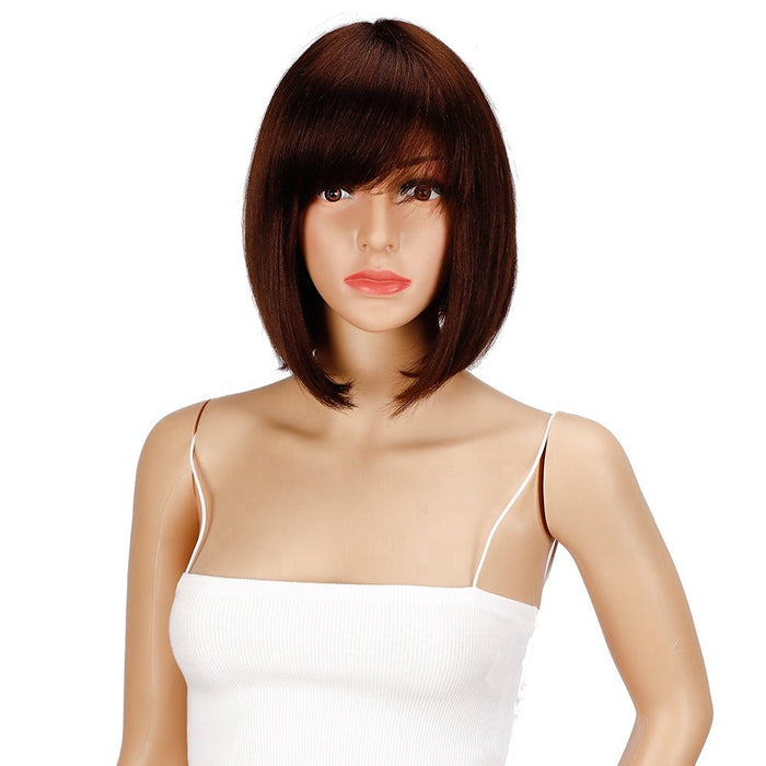 Machine Made  Natural Cheap Colored Short Bob Human  Hair Wigs