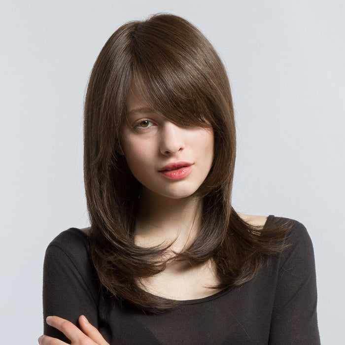 Heat Resistant Synthetic Human Hir Wigs with Bangs