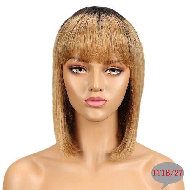 Straight Hair with Bangs Human Hair Wigs