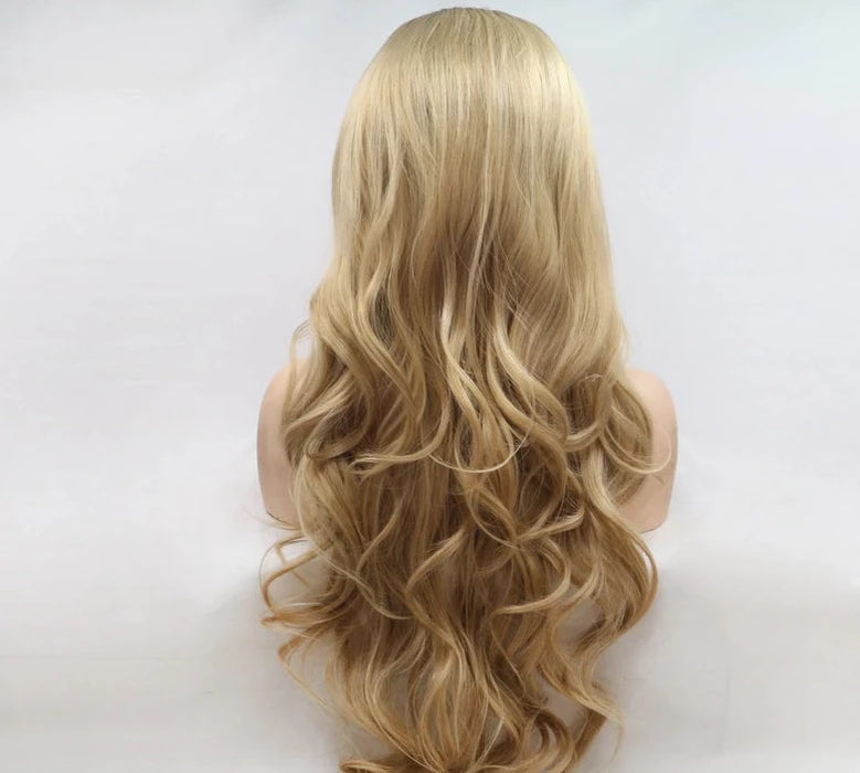 2021 Gold Blonde Wave Mini Lace Front Wigs