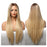 Long Silky Straight Synthetic Human Hir Wigs with Full Bangs