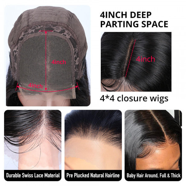 Deep Wave 4x4 Human Hair Lace Wigs Natural Looking Wigs Deep Weave Wholesale Wigs