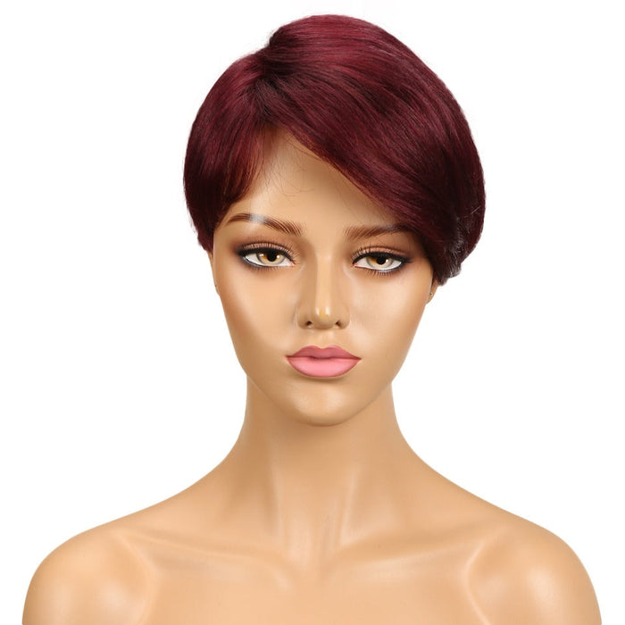 Short Bob Remy Straight Machine Made No Smell Human Hair Wig