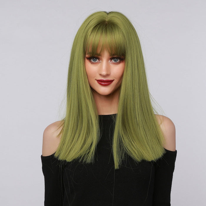 Medium Straight Synthetic Cosplay  Human Hair Wig