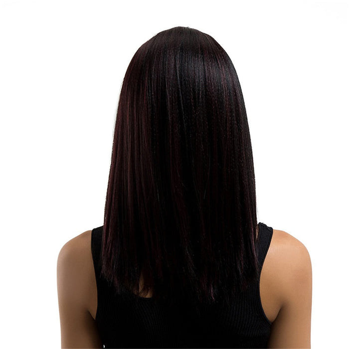 Medium Length Straight Synthetic Lace Front Human Hair Wig