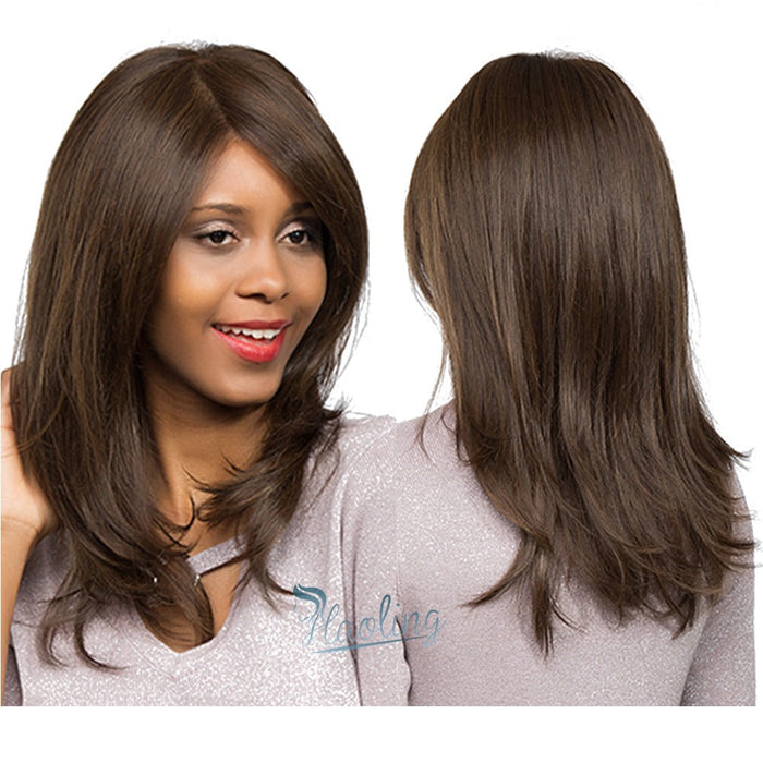 Heat Resistant Synthetic Human Hir Wigs with Bangs