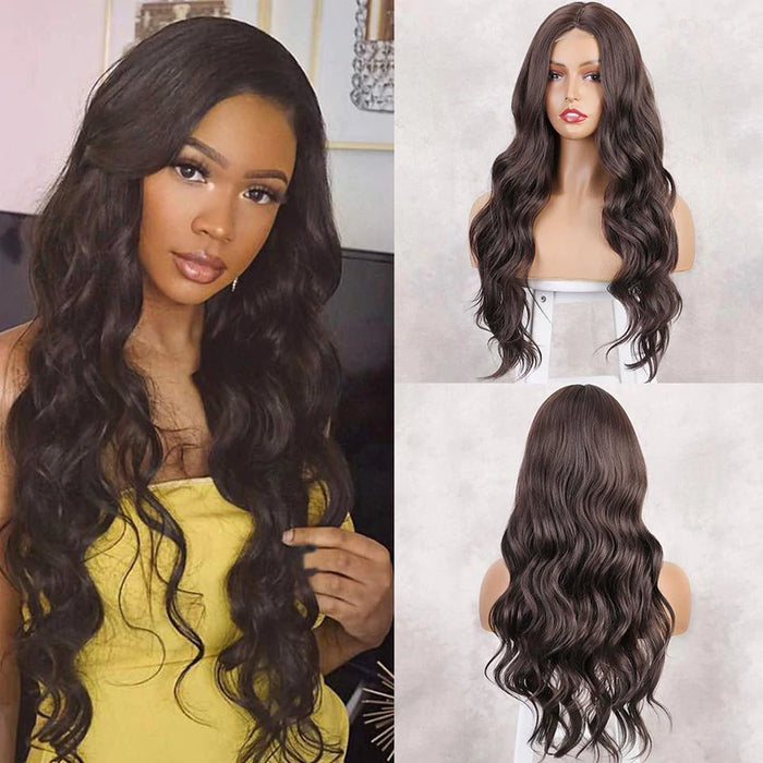 Ombre Red Long Body Wavy Natural Mini Lace Front Wigs